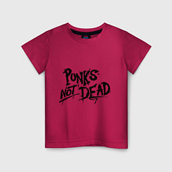 Футболка хлопковая детская Punks not dead, цвет: маджента