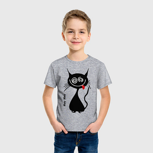 Детская футболка Кошка Мяу / Меланж – фото 3
