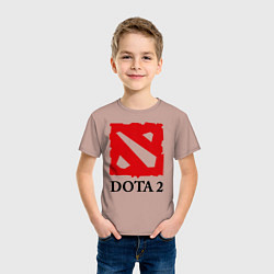 Футболка хлопковая детская Dota 2: Logo, цвет: пыльно-розовый — фото 2