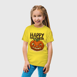 Футболка хлопковая детская Happy halloween, цвет: желтый — фото 2