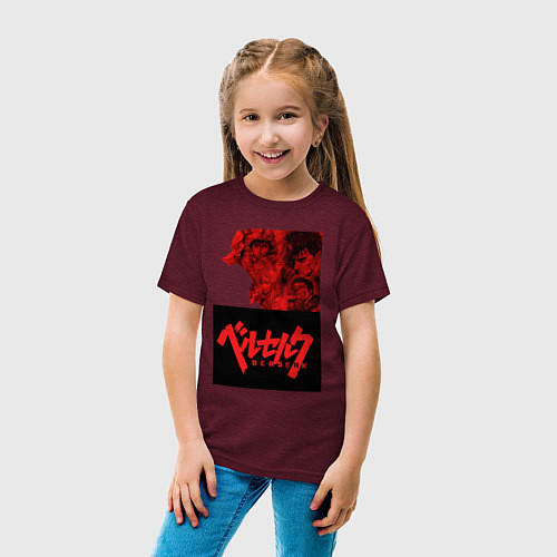 Детская футболка Berserk / Меланж-бордовый – фото 4
