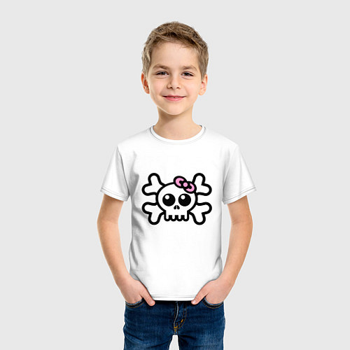 Детская футболка Череп с бантиком / Белый – фото 3