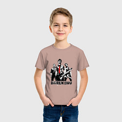 Футболка хлопковая детская Группа Green Day, цвет: пыльно-розовый — фото 2