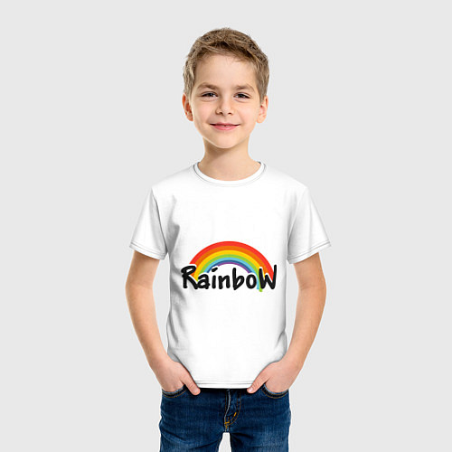 Детская футболка Радуга (надпись) / Белый – фото 3