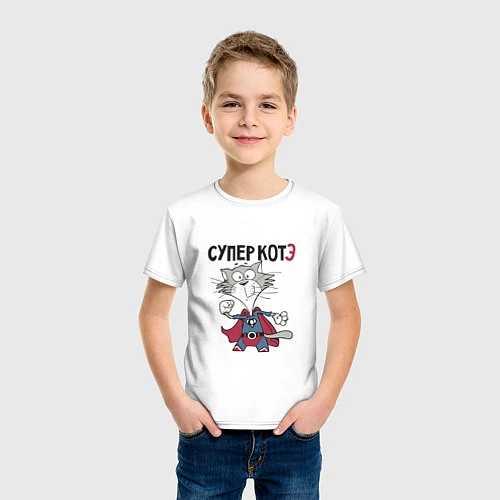 Детская футболка Супер котэ / Белый – фото 3