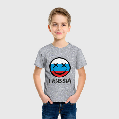 Детская футболка Раша смайл / Меланж – фото 3