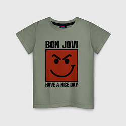 Футболка хлопковая детская Bon Jovi: Have a nice day, цвет: авокадо