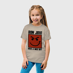 Футболка хлопковая детская Bon Jovi: Have a nice day, цвет: миндальный — фото 2