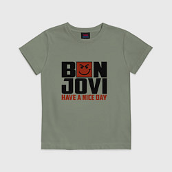 Футболка хлопковая детская Bon Jovi: Nice day, цвет: авокадо
