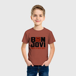 Футболка хлопковая детская Bon Jovi: Nice day, цвет: кирпичный — фото 2