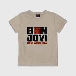 Футболка хлопковая детская Bon Jovi: Nice day, цвет: миндальный