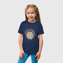 Футболка хлопковая детская Hedgehog: give me a hug, цвет: тёмно-синий — фото 2
