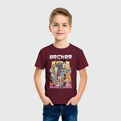 Футболка хлопковая детская Archer, цвет: меланж-бордовый — фото 2