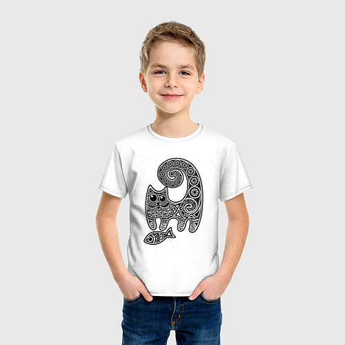 Детская футболка Кот3 / Белый – фото 3