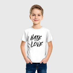 Футболка хлопковая детская FACE Hate Love, цвет: белый — фото 2