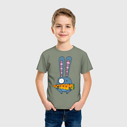 Футболка хлопковая детская Заяц с морковкой, цвет: авокадо — фото 2
