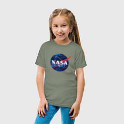 Футболка хлопковая детская NASA: Cosmic Logo, цвет: авокадо — фото 2