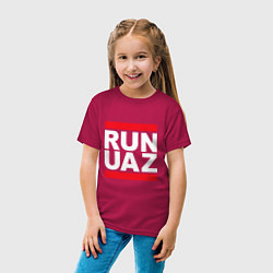 Футболка хлопковая детская Run UAZ, цвет: маджента — фото 2