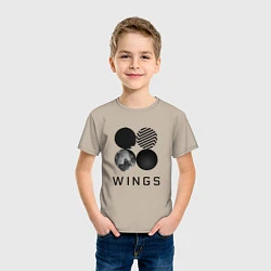 Футболка хлопковая детская BTS Wings, цвет: миндальный — фото 2