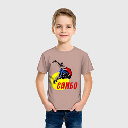 Футболка хлопковая детская Спортивное самбо, цвет: пыльно-розовый — фото 2