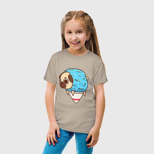 Детская футболка Мопс-мороженое / Миндальный – фото 4