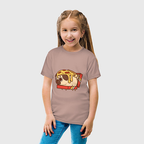 Детская футболка Мопс-пицца / Пыльно-розовый – фото 4