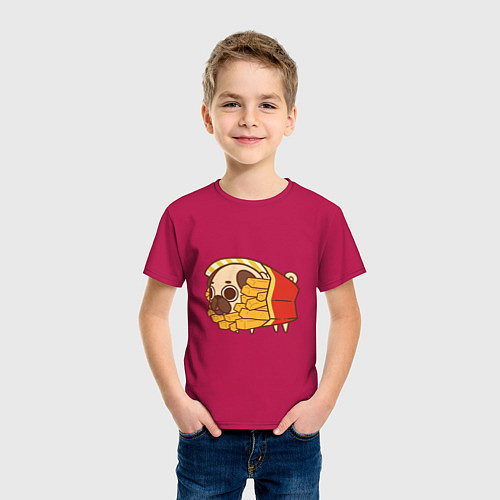Детская футболка Мопс-картофель фри / Маджента – фото 3