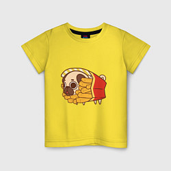 Футболка хлопковая детская Мопс-картофель фри, цвет: желтый