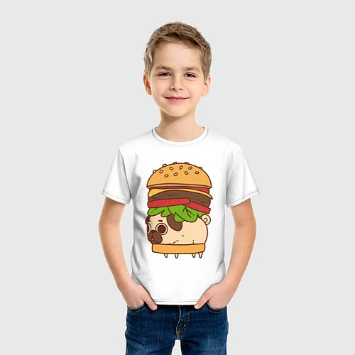 Детская футболка Мопс-бургер / Белый – фото 3