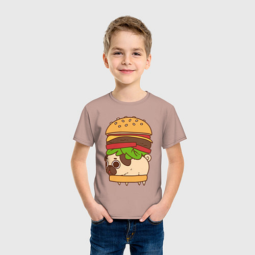 Детская футболка Мопс-бургер / Пыльно-розовый – фото 3