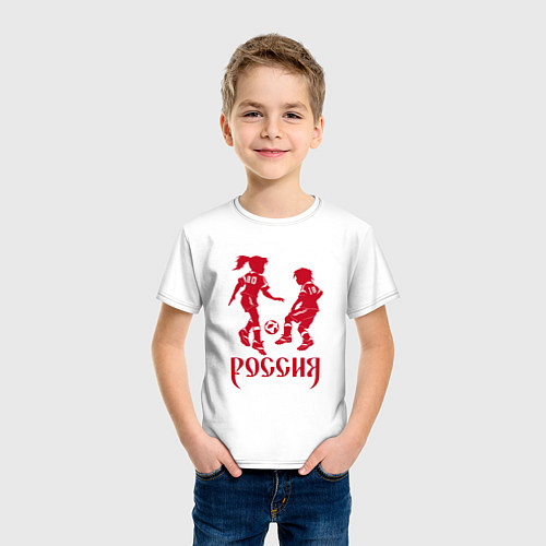 Детская футболка Россия: Дети футбола ЧМ-2018 / Белый – фото 3