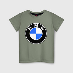 Футболка хлопковая детская Logo BMW, цвет: авокадо