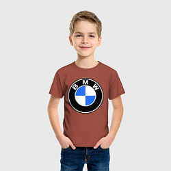 Футболка хлопковая детская Logo BMW, цвет: кирпичный — фото 2