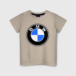 Футболка хлопковая детская Logo BMW, цвет: миндальный