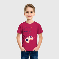 Футболка хлопковая детская Perfect Team: Player 1, цвет: маджента — фото 2