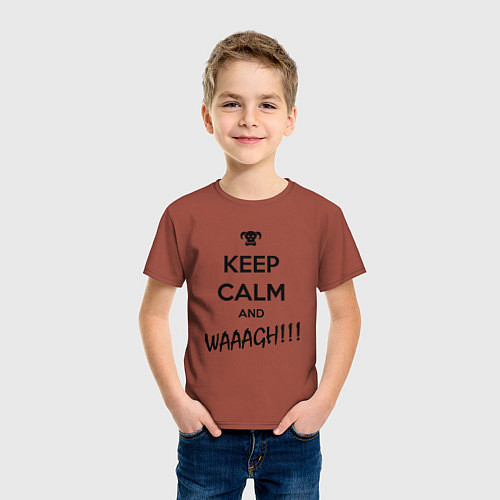 Детская футболка Keep Calm & WAAAGH / Кирпичный – фото 3