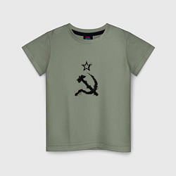 Футболка хлопковая детская СССР: Серп и молот, цвет: авокадо