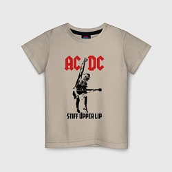 Футболка хлопковая детская AC/DC: Stiff Upper Lip, цвет: миндальный
