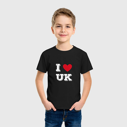 Детская футболка I love UK / Черный – фото 3