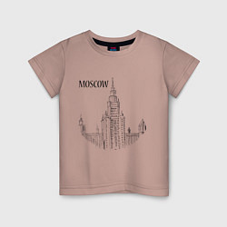 Футболка хлопковая детская Moscow MSU, цвет: пыльно-розовый