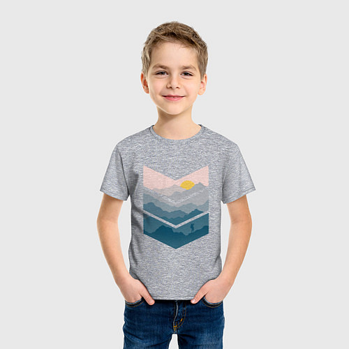 Детская футболка Рассвет в горах / Меланж – фото 3