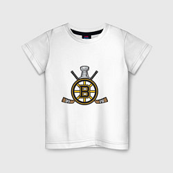 Футболка хлопковая детская Boston Bruins Hockey, цвет: белый