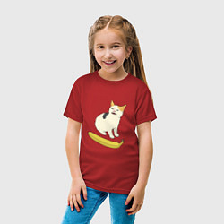 Футболка хлопковая детская Cat no banana meme, цвет: красный — фото 2