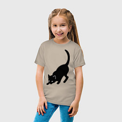 Футболка хлопковая детская ЧернаяБелая кошечка, цвет: миндальный — фото 2