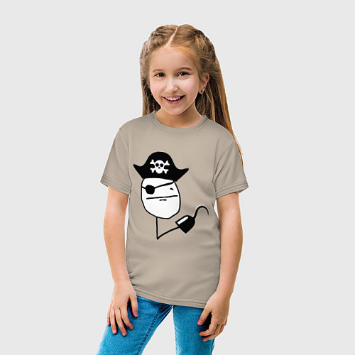 Детская футболка Покер фейс пират / Миндальный – фото 4