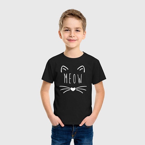 Детская футболка Meow / Черный – фото 3