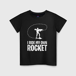 Футболка хлопковая детская I ride my own rocket, цвет: черный
