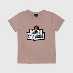 Футболка хлопковая детская Basketball: I love this game, цвет: пыльно-розовый