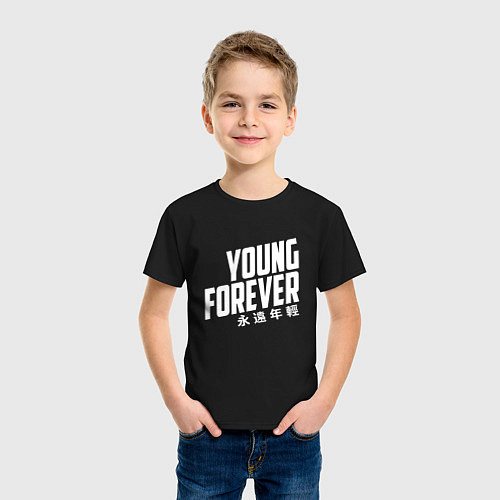 Детская футболка Young Forever / Черный – фото 3