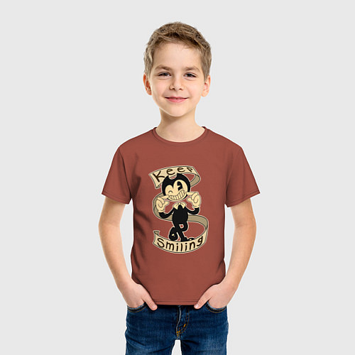 Детская футболка Bendy: Keep Smiling / Кирпичный – фото 3